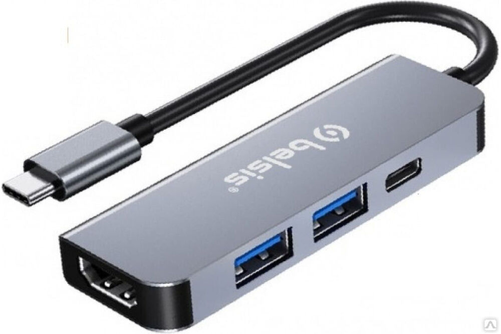 Кабель Belsis USB 3.1 Type C (m) - HDMI (f) +2хUSB 3.0 (f) + Type C (Power Delivery), 0,15 м, BW8902