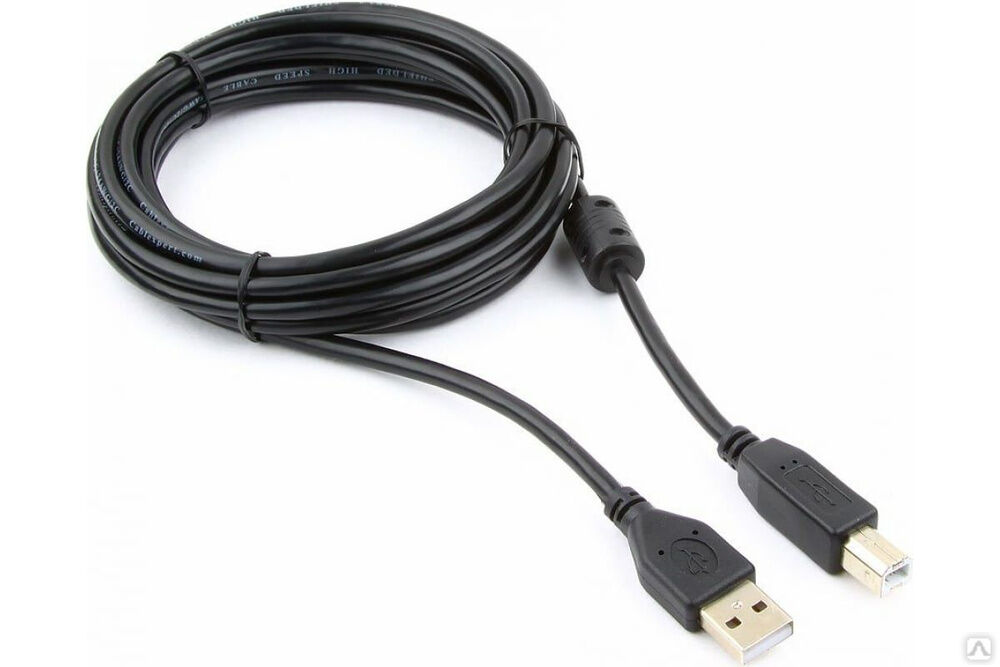 Кабель USB 2.0 Pro Cablexpert, AM/BM, 3 м, экранировка, ферритовые кольца, пакет, черный CCF-USB2-AMBM-10
