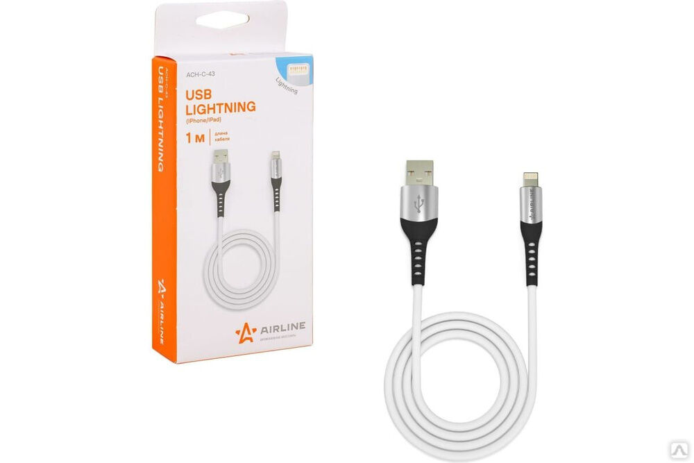 Кабель AIRLINE USB - Lightning Iphone/IPad 1 м, белый Soft-Touch ACH-C-43 Apple