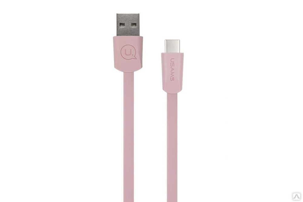 Дата-кабель USAMS U2 USB - Type-C, плоский, розовый SJ200TC05 УТ000020906