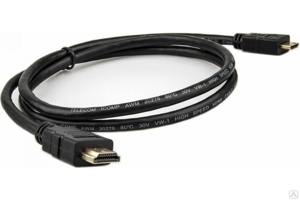Кабель Telecom, HDMI-19M --- MiniHDMI-19M ver 2.0+3D/Ethernet, 1m TCG205-1M