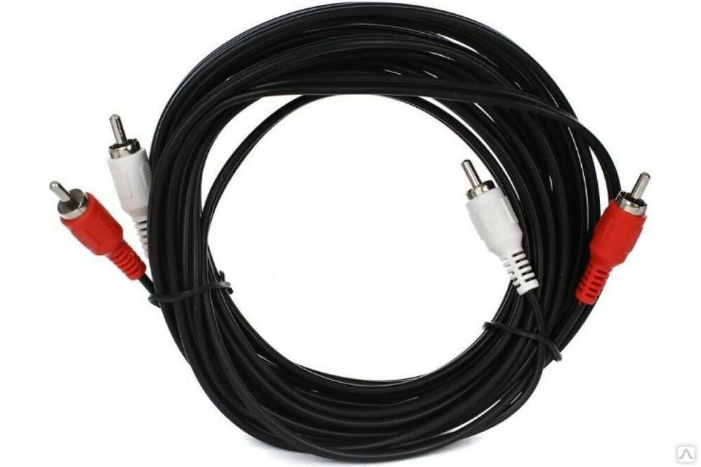 Соединительный кабель VCOM 2xRCA /M/ - 2xRCA /M/ черный 5m, VAV7158-5M