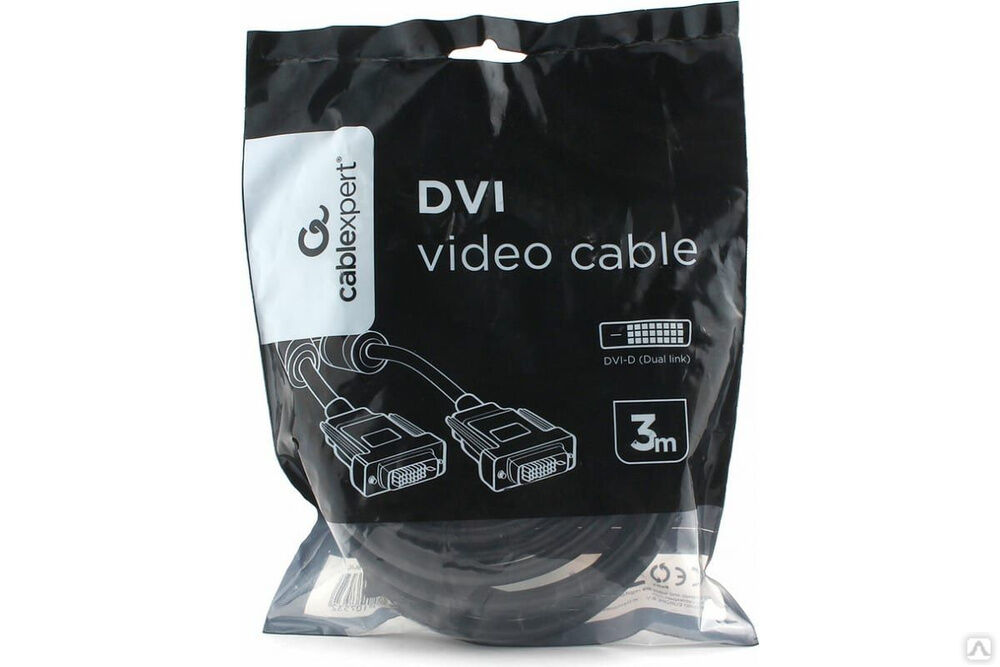 Кабель Cablexpert DVI-D, dual link, 25M/25M, 3.0 м, CCS, черный CC-DVI2L-BK-10 2