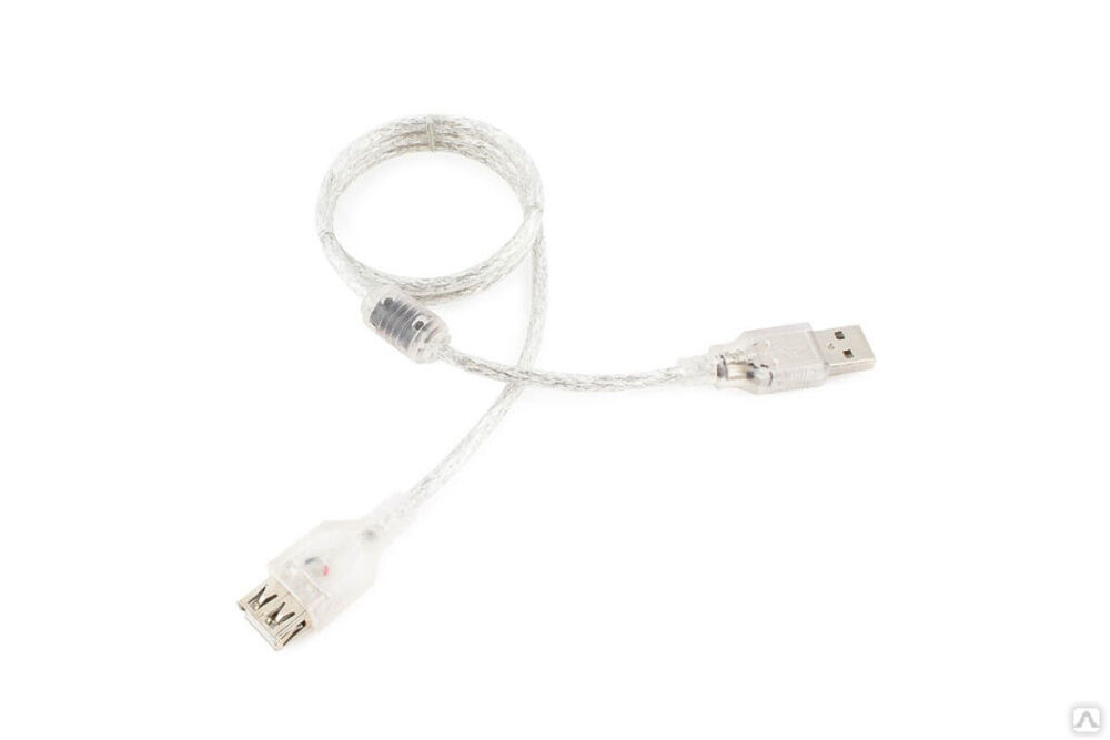 Кабель-удлинитель Cablexpert USB2.0 AM/AF, Pro, 0,75 м, экран прозрачный CCF-USB2-AMAF-TR-0.75M