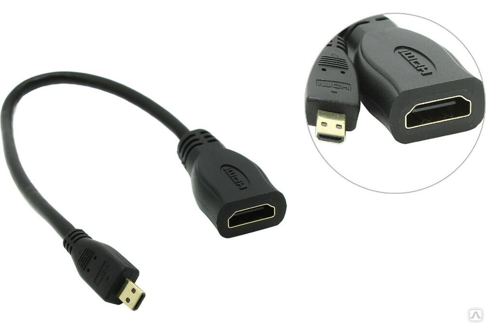 Кабель-адаптер 5bites HDMI F - micro HDMI M, v1.4B, 0.1 м BC-HDM2AF