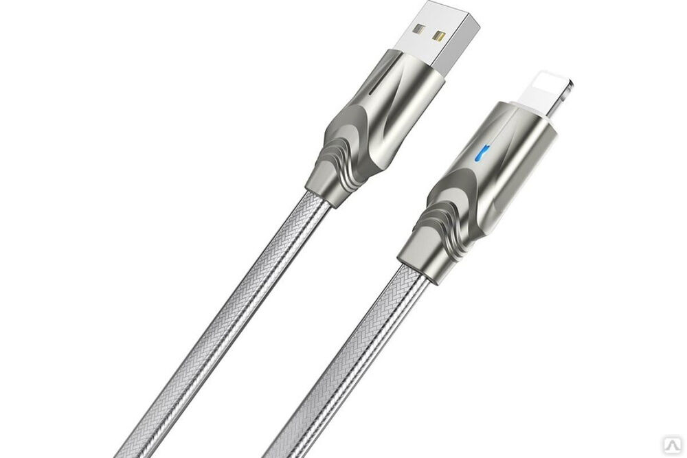 Кабель USB Borofone BU12 для Lightning, 2.4А, длина 1.2 м, серый 821396