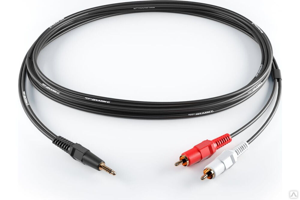 Межблочный кабель PROCAST cable S-MJ/2RCA.5 3,5 mm miniJack TRS-2RCA male, 5m, черный НФ-00000425