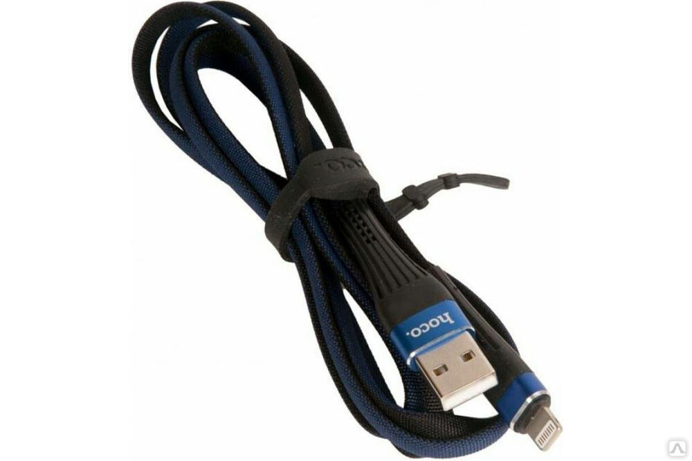 Кабель USB Hoco U39 Slender для Lightning, 2.4А, длина 1.2 м, синий 813520 Apple
