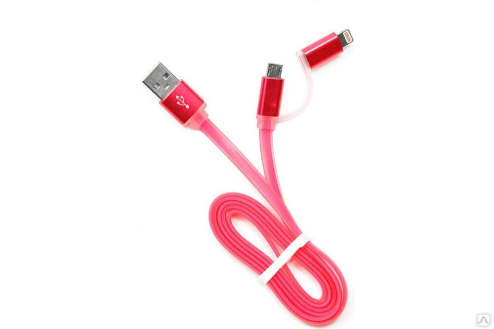 Кабель Cablexpert USB 2.0 AM/microBM 5P - iPhone lightning, 1 м, комбо кабель, розовый CC-mAPUSB2pk1m