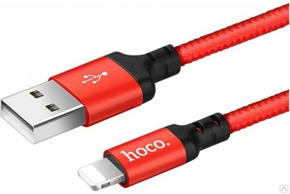 Кабель USB 2.0 Hoco X14, AM/Lightning M, черно-красный, 2 м 6957531062899