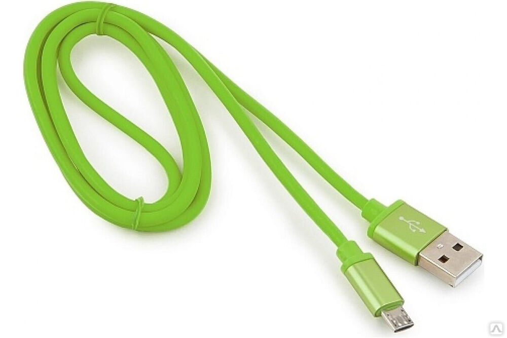 Кабель Cablexpert USB 2.0 AM/microB, серия Silver, длина 1 м, зеленый, блистер, CC-S-mUSB01Gn-1M