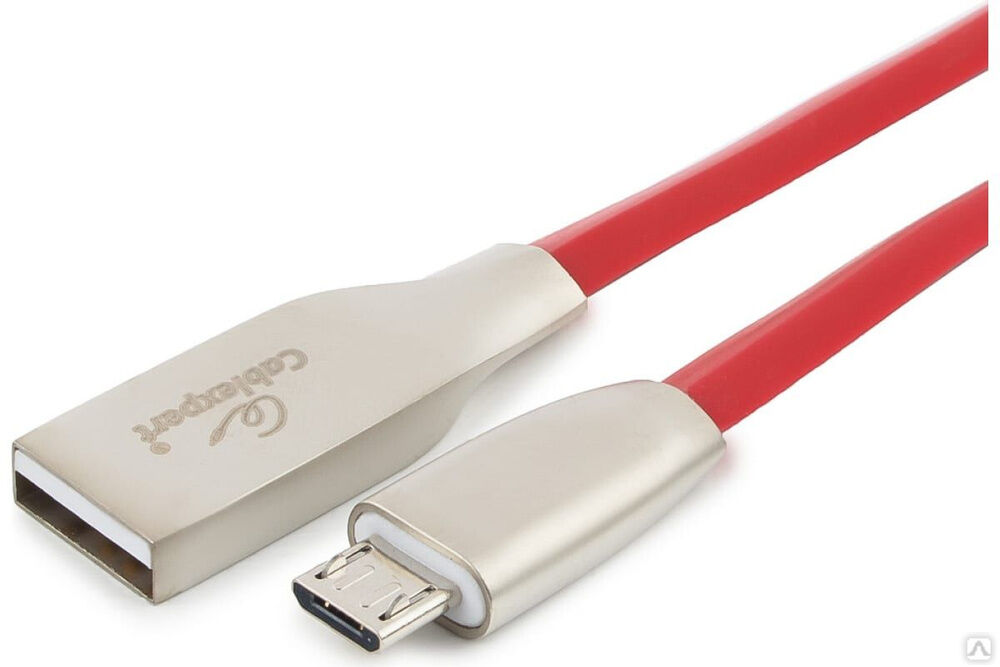Кабель USB Cablexpert USB 2.0 AM/microB, серия Gold, длина 1 м, блистер, красный CC-G-mUSB01R-1M