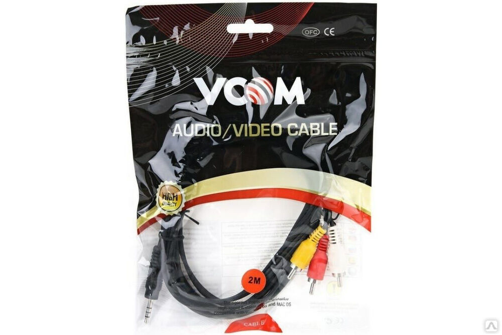 Соединительный кабель VCOM 3.5 Jack /M/ / 3 RCA /M/ CV213-2M 6