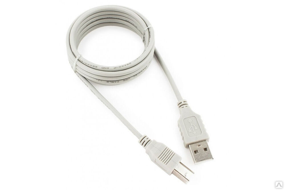 Кабель Gembird USB 2.0 AM/BM, 1.8 м, серый, пакет CC-USB2-AMBM-6