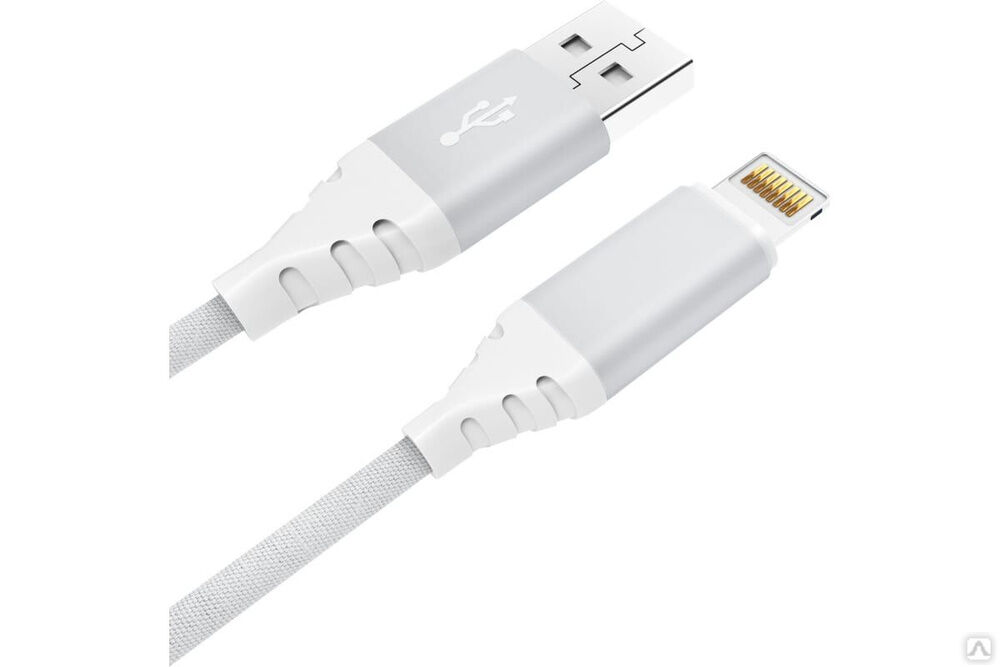 Дата-кабель AKAI CE-610 USB A- Lightning, 1 м, 2.1А, текстиль, белый CE-610W