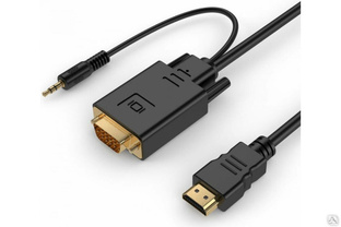 Кабель Cablexpert HDMI VGA, 19M/15M + 3.5Jack 3 м черный, позолоченные разъемы A-HDMI-VGA-03-10 #1