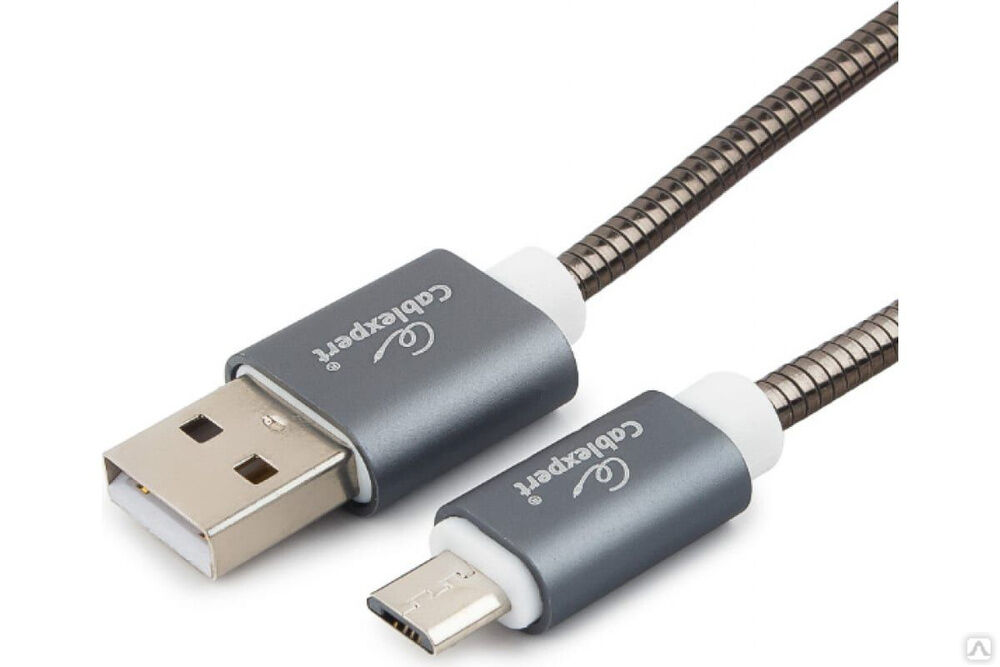 Кабель Cablexpert серия Gold USB 2.0 AM/micro-B, длина 1 м, титан, блистер CC-G-mUSB02Gy-1M