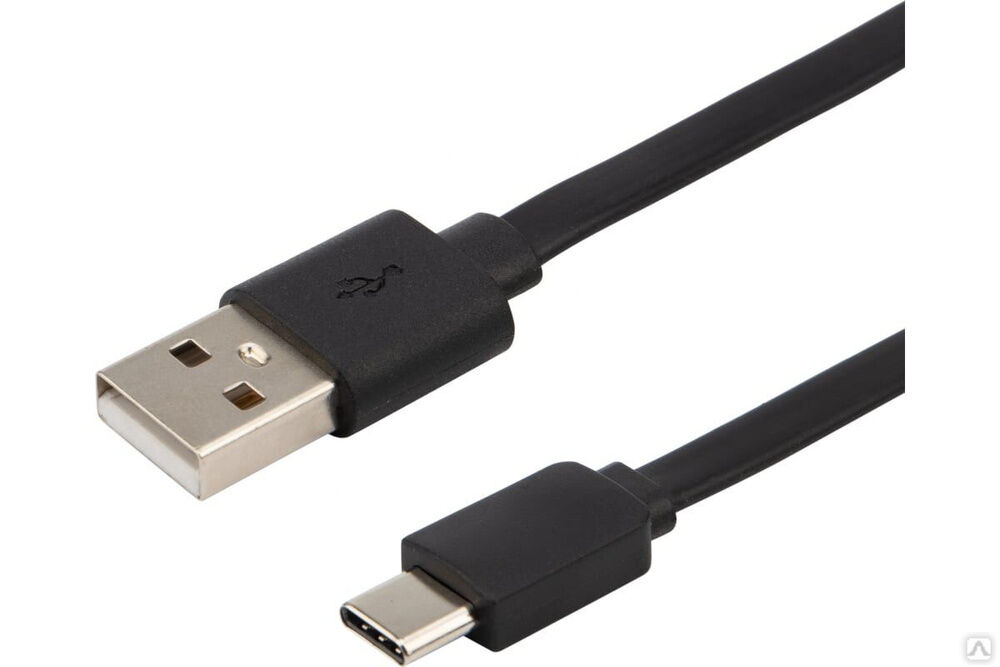 Плоский кабель USB Type-C - USB 2,4A черный 1 м 18-1888 REXANT Rexant International
