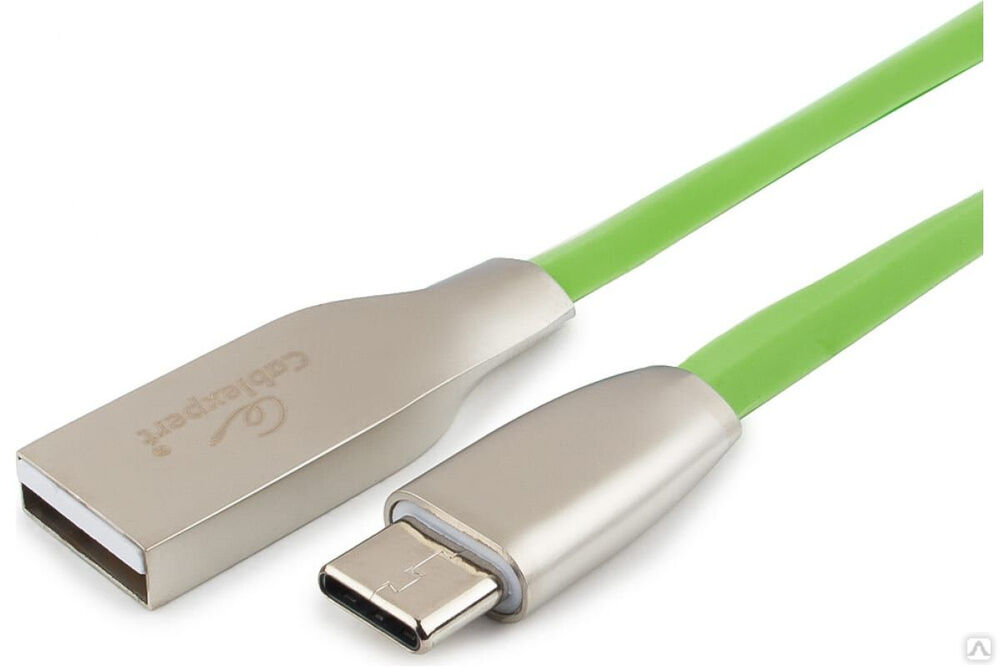Кабель USB 2.0 Cablexpert, AM/Type-C, серия Gold, длина 1 м, блистер, зеленый CC-G-USBC01Gn-1M