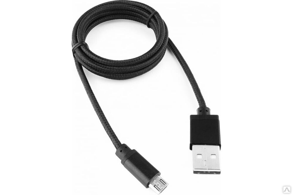 Кабель Cablexpert USB 2.0 AM/microBM 5P 1 м нейлоновая оплетка, алюминиевые разъемы, черный CC-mUSB2bk1m