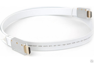 Кабель HDMI AOpen/Qust 19M/M ver 2.0, 1M серебряно-белый Flat ACG568F-S-1M #1