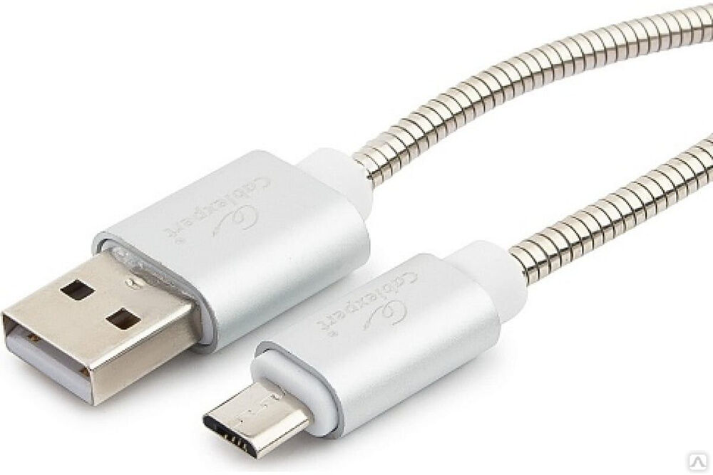 Кабель Cablexpert USB 2.0 AM/microB, серия Gold, длина 0.5 м, серебро, блистер, CC-G-mUSB02S-0.5M
