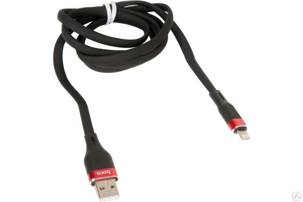 Кабель Hoco USB U72 Forest Silicone для Lightning, 2.4А, длина 1.2 м, черный 757090