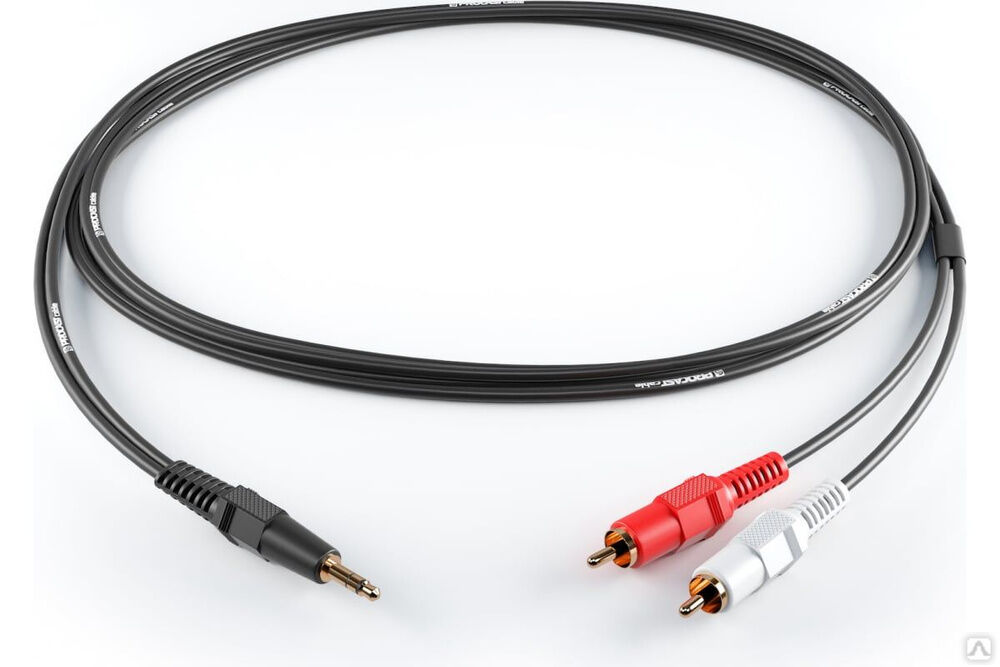 Межблочный кабель PROCAST cable S-MJ/2RCA.2 3,5 mm miniJack TRS-2RCA male, 2m, черный НФ-00000424