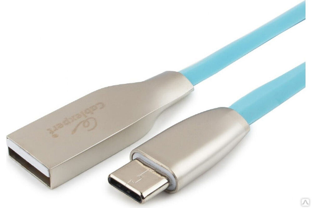 Кабель Cablexpert серия Gold USB 2.0 AM/Type-C, длина 1 м, синий, блистер CC-G-USBC01Bl-1M