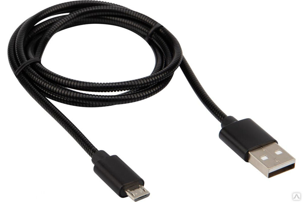Кабель USB - micro USB черный металлическая оплетка 1 м 18-4241 REXANT