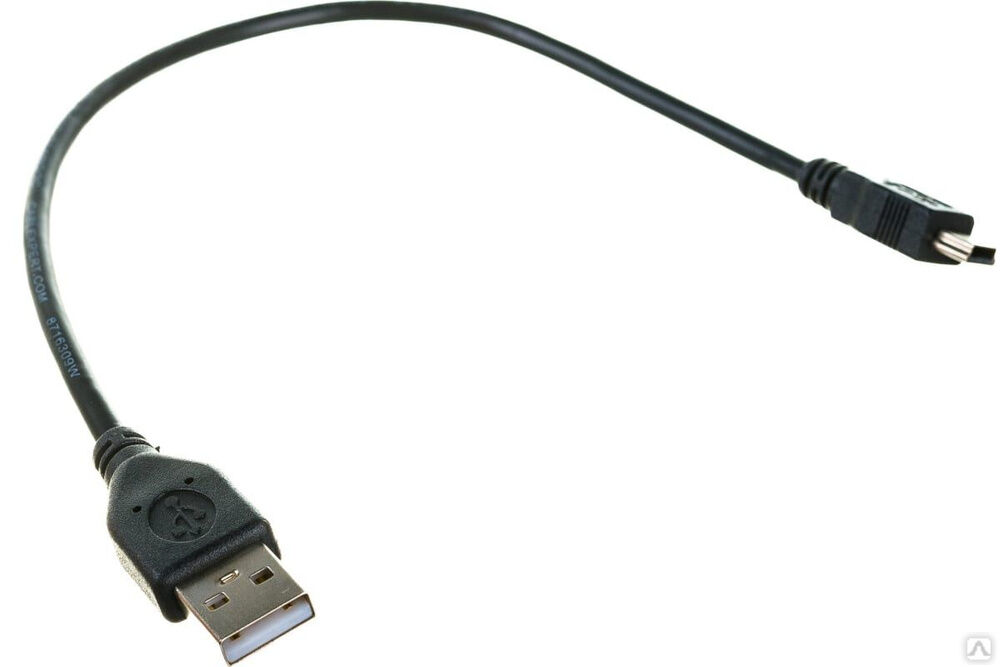 Кабель Cablexpert USB 2.0 Pro, AM/miniBM, 5P, 0.3 м, экран, черный пакет CCP-USB2-AM5P-1 2