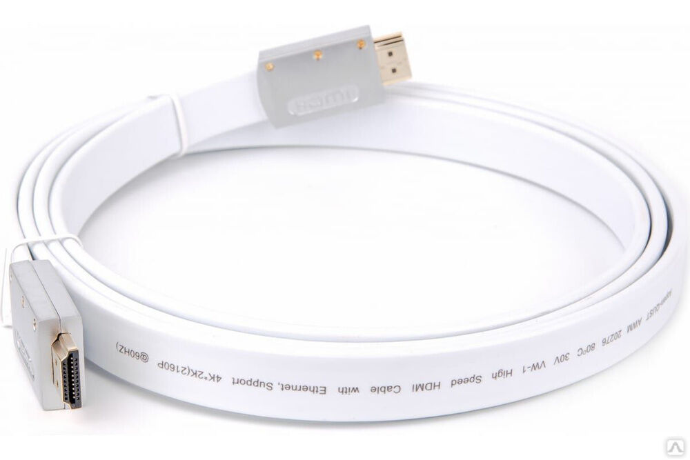 Кабель HDMI AOpen/Qust 19M/M ver 2.0, 1.8M серебряно-белый Flat ACG568F-S-1.8M