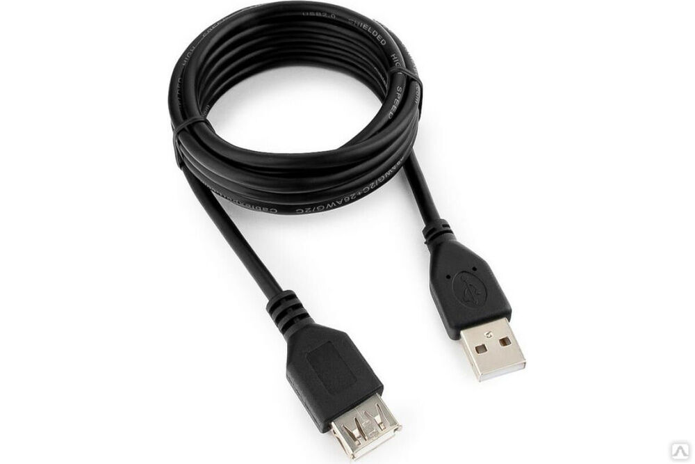 Кабель-удлинитель Cablexpert USB2.0 Pro AM/AF, 1.8 м, экран, черный, пакет CCP-USB2-AMAF-6