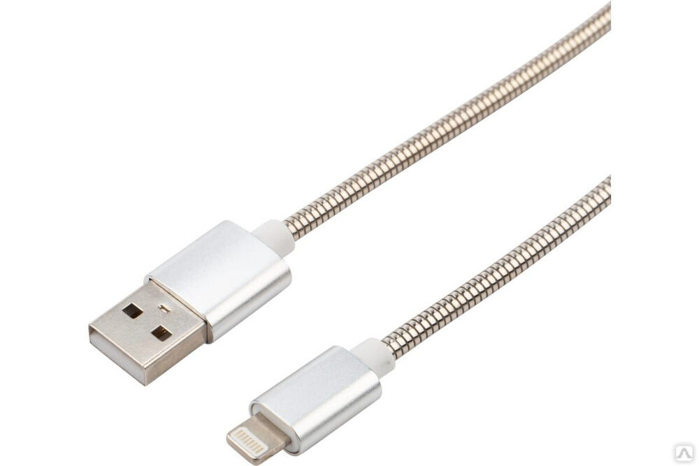 Кабель USB - Lightning 2 А, 1 м, для iPhone металическая оплетка 18-7057 REXANT