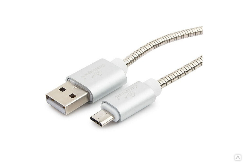 Кабель Cablexpert, USB 2.0 AM/microB, серия Gold, длина 1.8 м, серебро, блистер, CC-G-mUSB02S-1.8M