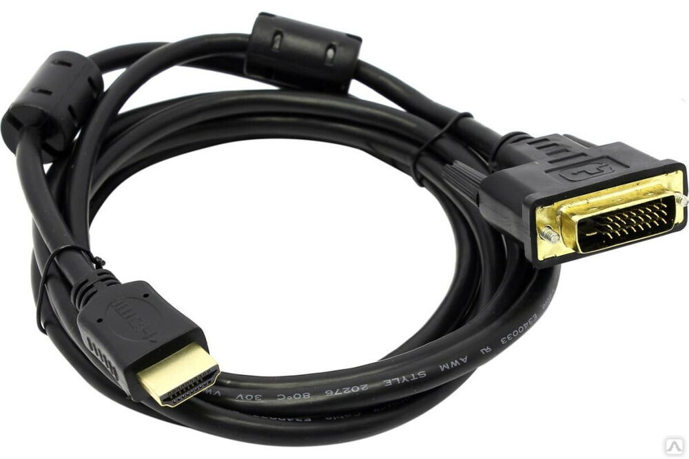Кабель HDMI M - DVI M 24+1 5bites Dual Link ферритовые кольца, позолоченные контакты 2 м APC-073-020