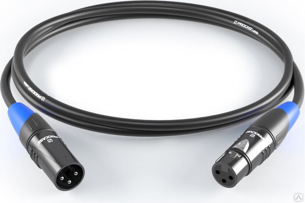 Межблочный балансный кабель PROCAST cable XLR m/XLR f.1 XLR m/XLR f, длина 1m, черный НФ-00000419