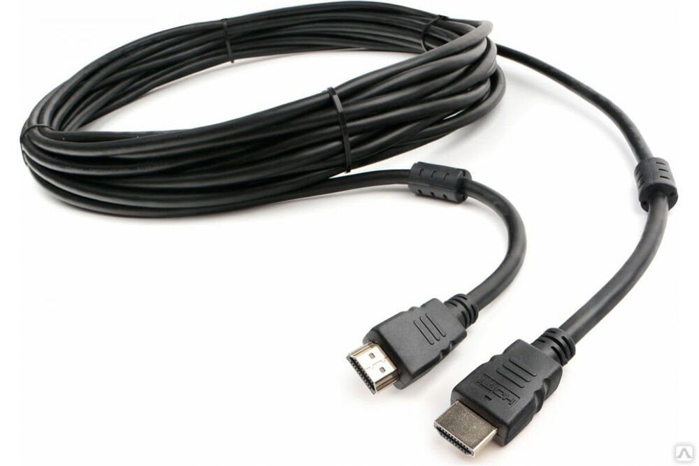 Кабель HDMI Cablexpert 7.5 м v2.0 19M/19M черный позолоченные разъемы экран 2 ферритовых кольца пакет CCF2-HDMI4-7.5M 1
