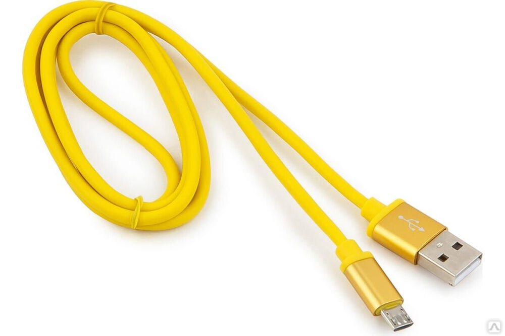 Кабель USB 2.0 Cablexpert, AM/microB, серия Silver, длина 1 м, блистер, желтый CC-S-mUSB01Y-1M