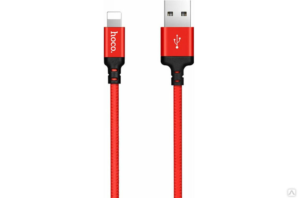 Кабель USB 2.0 Hoco X14, AM/Lightning M, черно-красный, 1 м 6957531062837