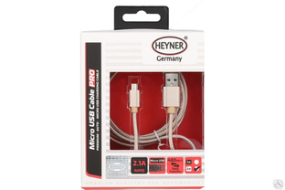 Кабель Heyner Премиум Micro USB 2.0, до 480 Mb/сек 2 м Золотой 511580 #1