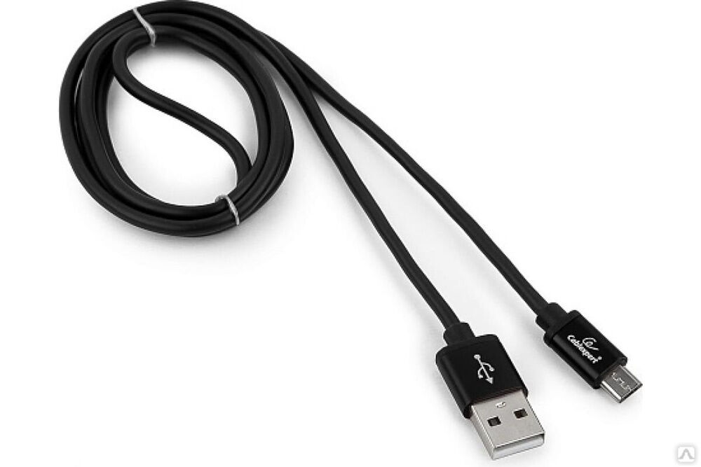 Кабель Cablexpert USB 2.0 AM/microB, серия Silver, длина 1 м, черный, блистер CC-S-mUSB01Bk-1M