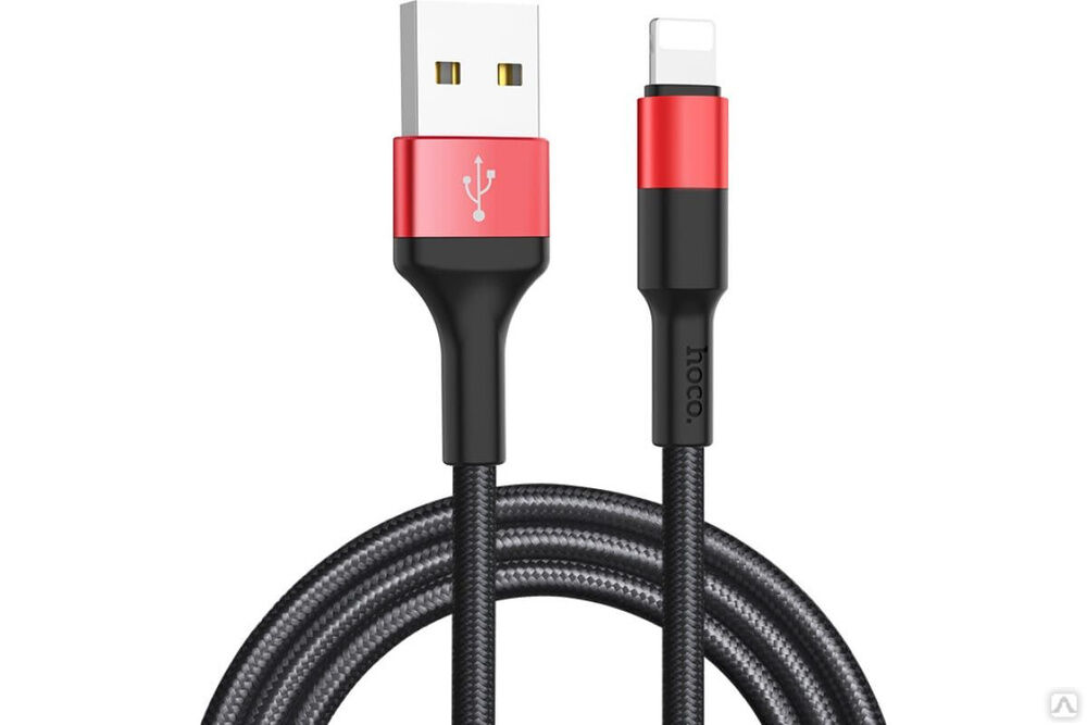 Кабель USB 2.0 Hoco X26, AM/Lightning M, черно-красный, 1 м 6957531080190 Apple