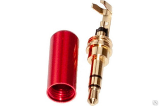 Разъем аудио Pro Legend 3.5 мм штекер стерео металл на кабель в мини корпусе, красный, Gold PL2105 #1