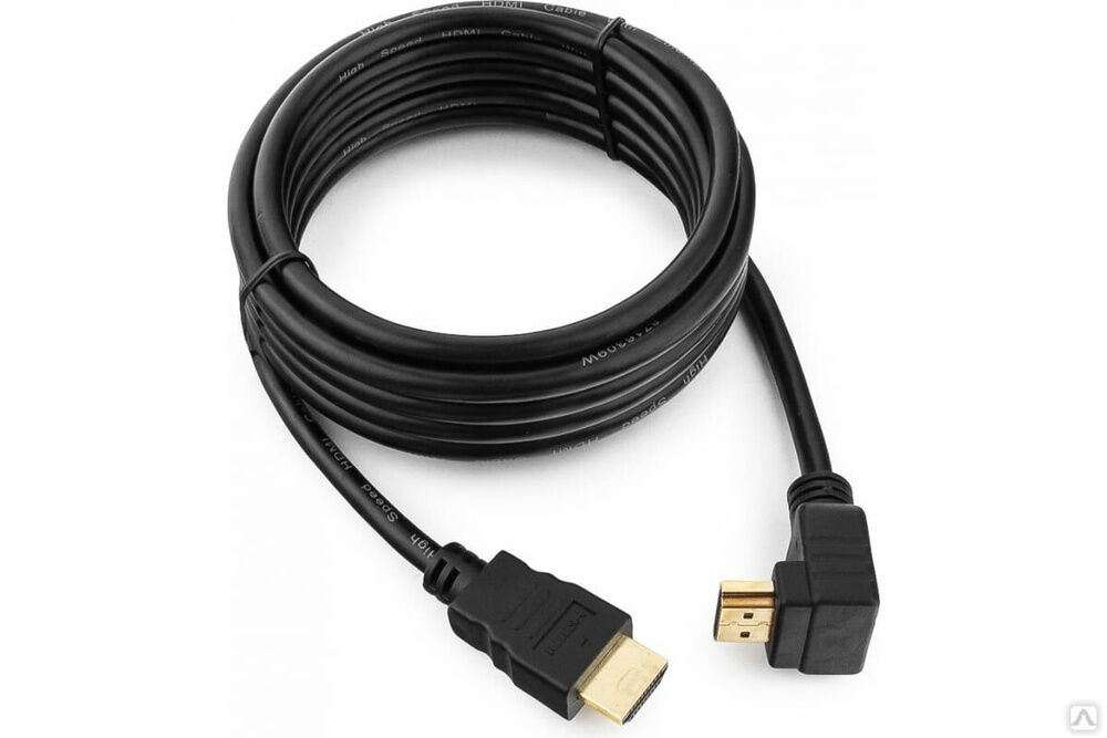 Кабель HDMI Cablexpert 3.0 м v1.4 19M/19M угловой разъем черный CC-HDMI490-10