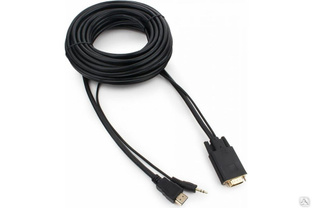 Кабель Cablexpert HDMI VGA 19M/15M + 3.5Jack 10 м черный, позолоченные разъемы A-HDMI-VGA-03-10M #1