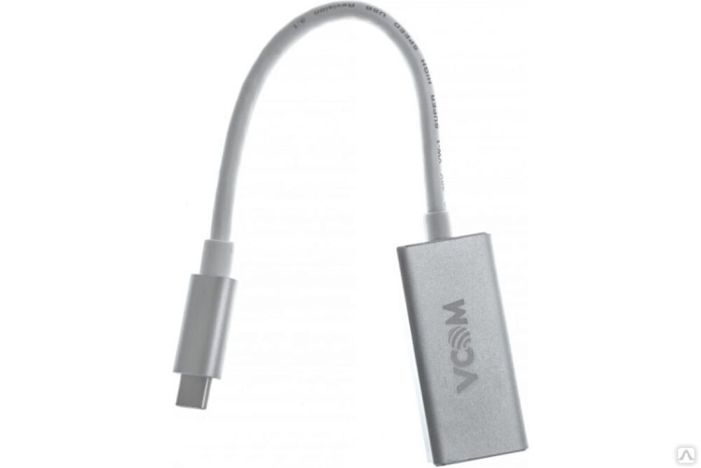 Кабель-адаптер VCOM USB 3.1 Type-C/m - DisplayPort/f, 3840x216060 Hz, 10Gbps, Aluminum Shell, 0,15m CU422M