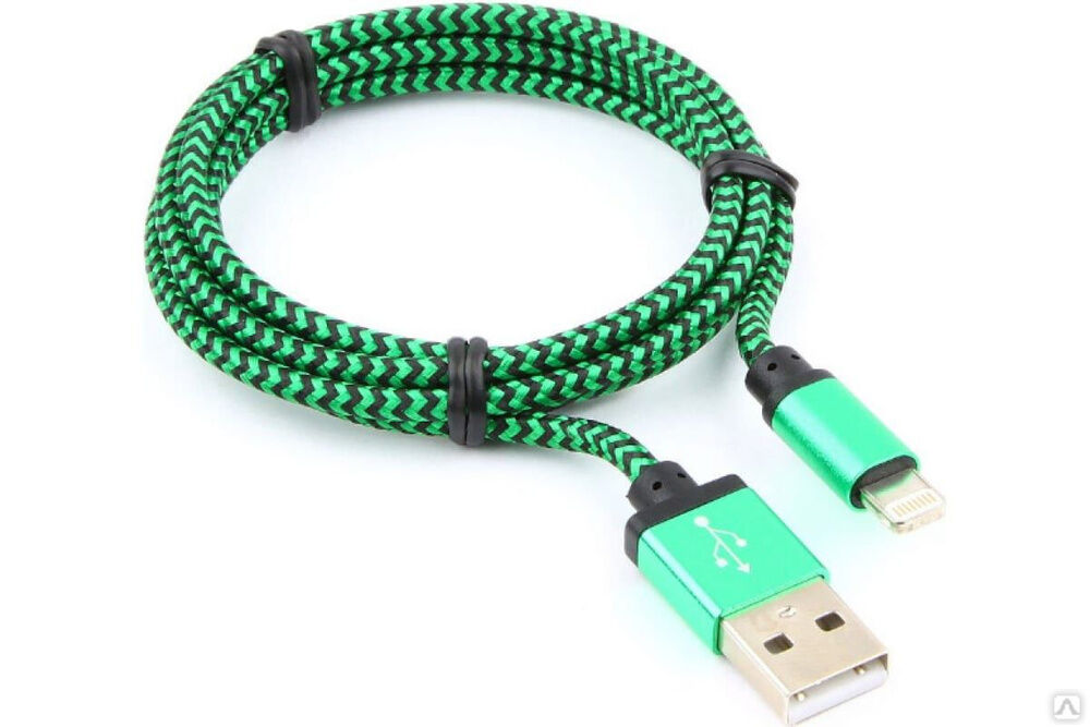 Кабель Cablexpert USB 2.0 AM/Lightning 8P, 1 м, нейлоновая оплетка, зеленый CC-ApUSB2gn1m