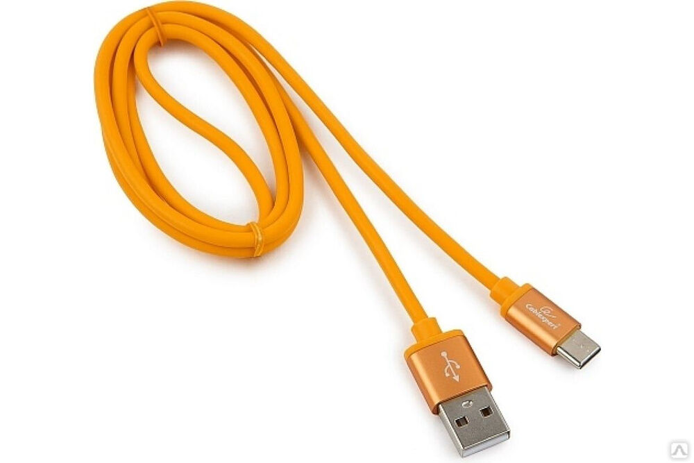 Кабель Cablexpert USB 2.0 AM/Type-C, серия Silver, длина 1 м, оранжевый, блистер, CC-S-USBC01O-1M