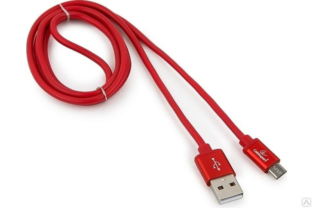 Кабель Cablexpert USB 2.0 AM/microB, серия Silver, длина 1 м, красный, блистер CC-S-mUSB01R-1M